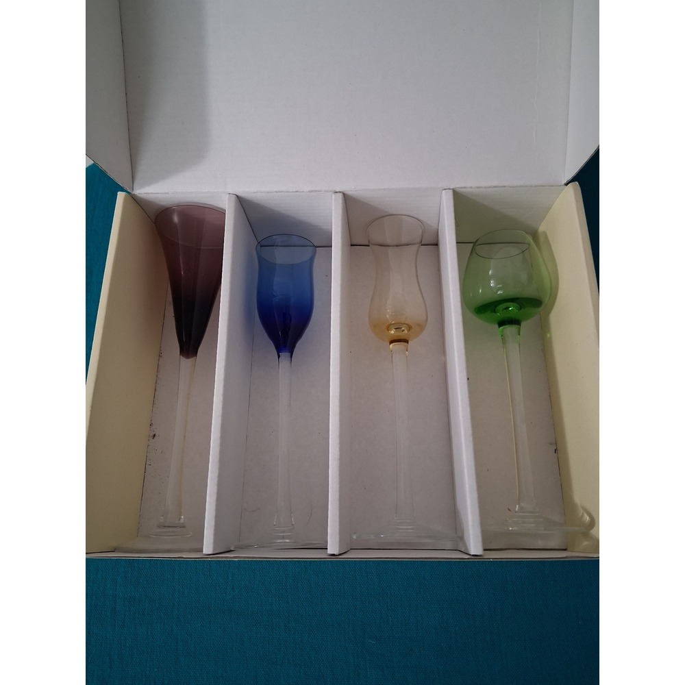 Lenox Assorted Colors Set‎ of Four Cordials Multi-Shape Jewel Tone Glassware